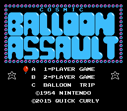 Cosmic Balloon Assault Title Screen